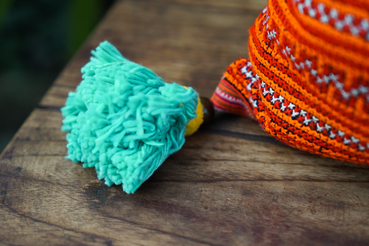 Handmade Cushion Cover with Tassels and Hmong Embroidery