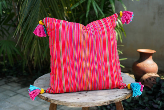 Artisanal Karen Fabric Pillow Case with Tassels