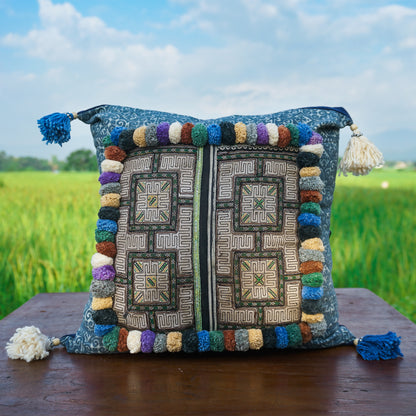 18x18 Vintage Hmong Embroidered Pillow Case