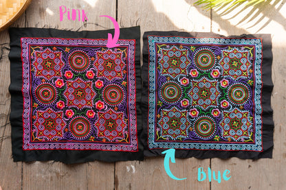 Diamond Pattern Hmong Tribe Embroidered Textiles from Thailand