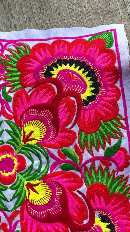 Flower Hmong Embroidered Fabric