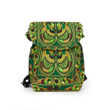 Drawstring Backpack with Hmong Tribe Embroidery for Beach