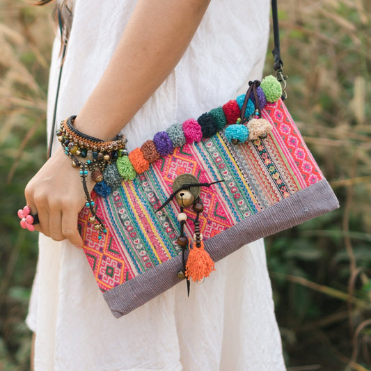 Colorful Pom Pom Sling Bag