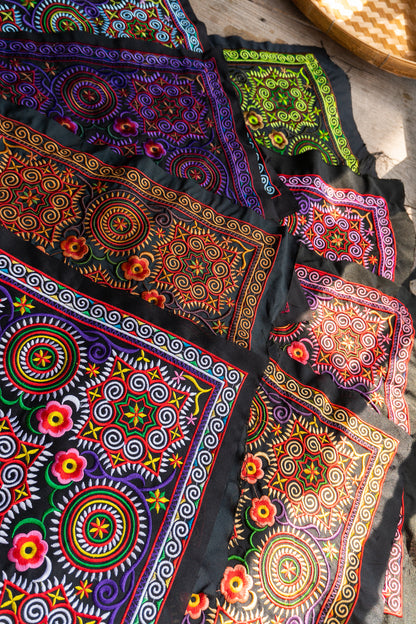 Diamond Pattern Hmong Tribe Embroidered Textiles from Thailand