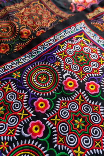 Diamond Pattern Hmong Tribe Embroidered Textiles from Thailand