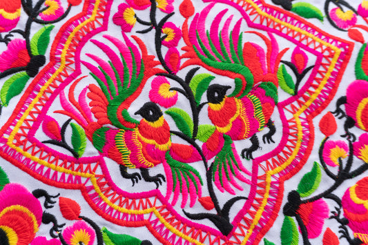 Peacock Hmong Embroidered Fabric