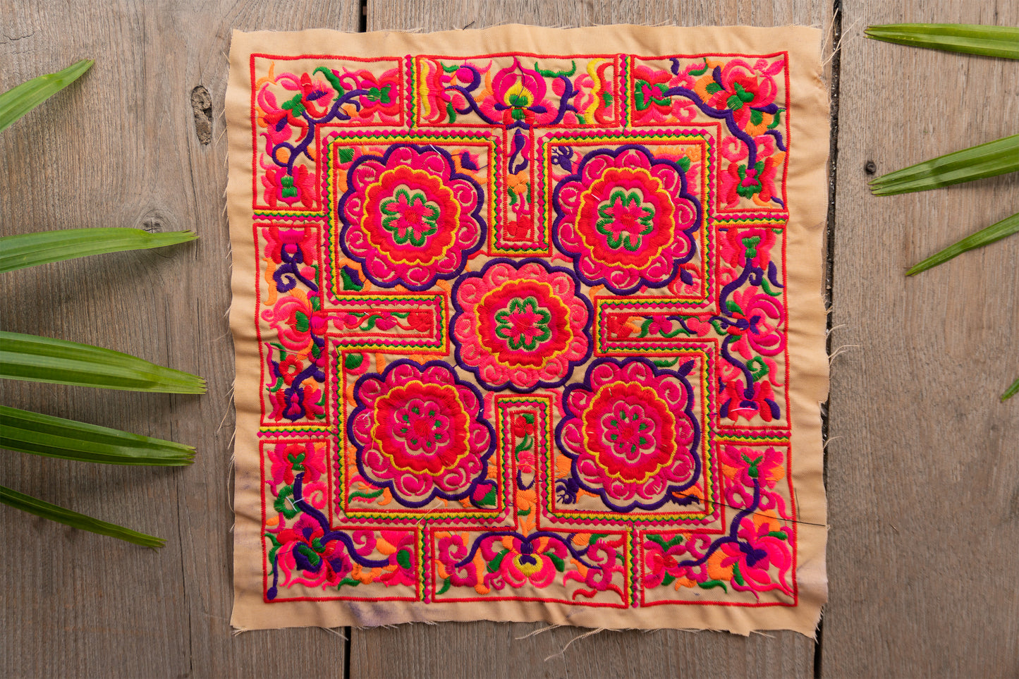 Flower Hmong Embroidered Fabric