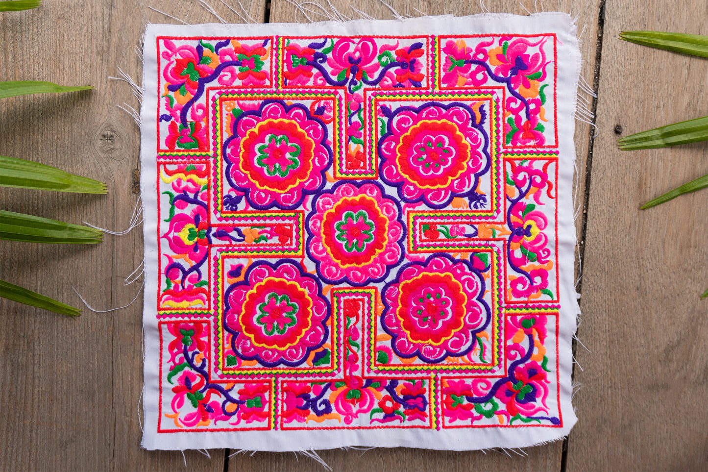 Flower Hmong Embroidered Fabric