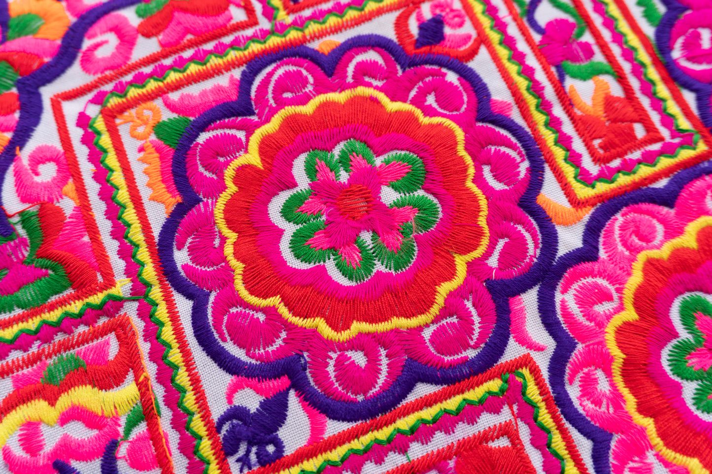 Flower Hmong Embroidered Fabric