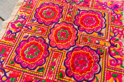 Flower Hmong Embroidered Fabric