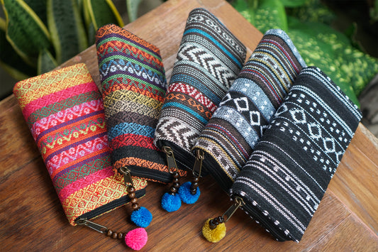 Naga Tribes Woven Wallet with Pom Pom