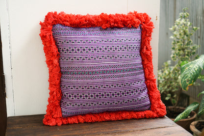 Hairy Pillow Cover with Antique Hmong Embroidery