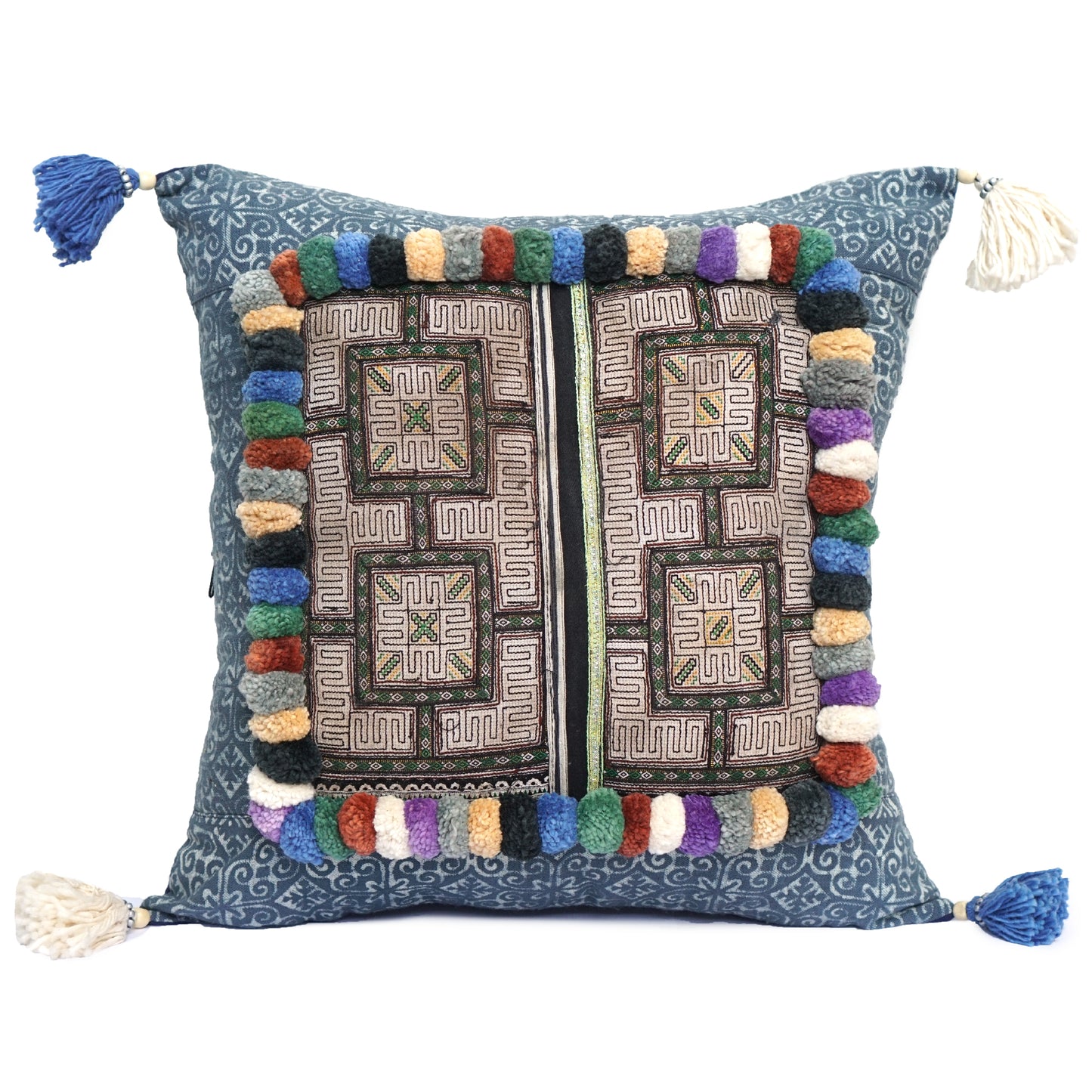 18x18 Vintage Hmong Embroidered Pillow Case