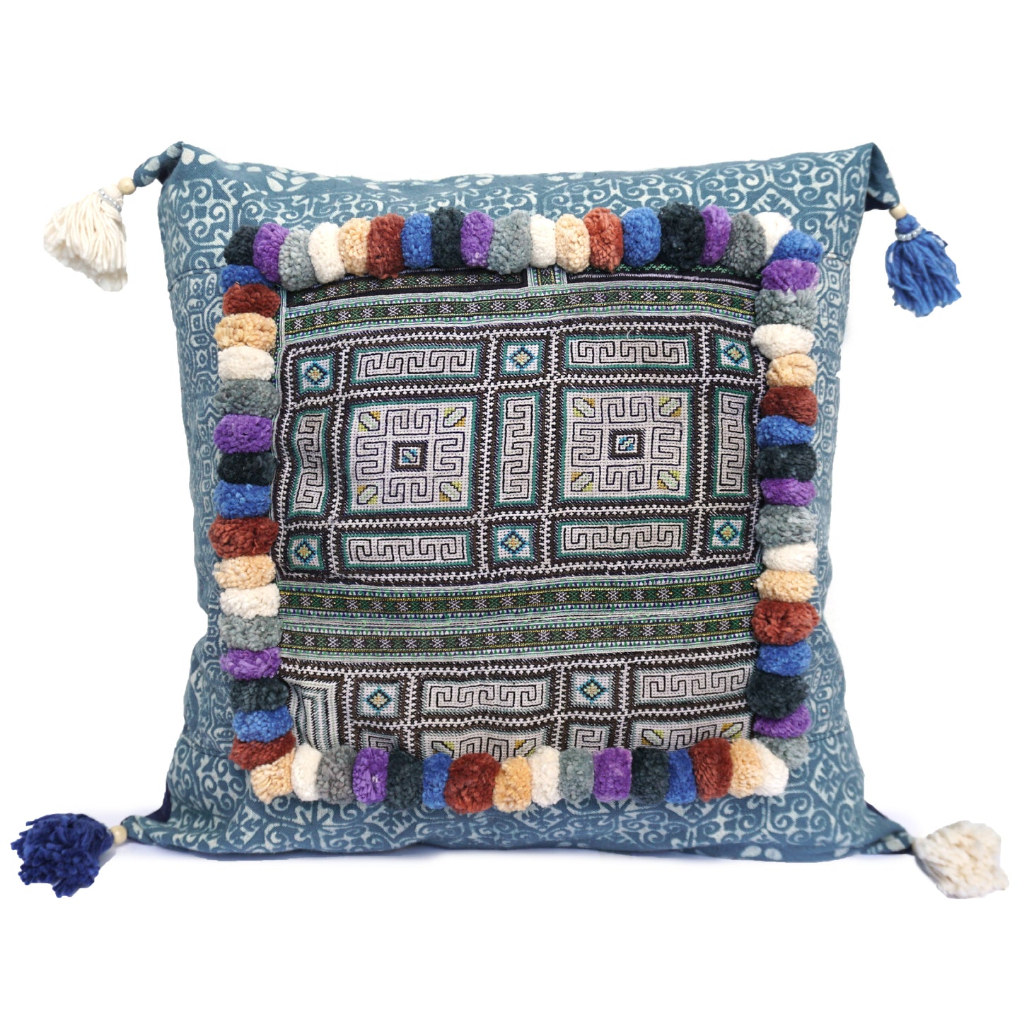 16x16 Vintage Hmong Embroidered Pillow Case