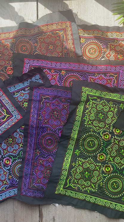 Diamond Pattern Hmong Tribe Embroidered Textiles from Thailand